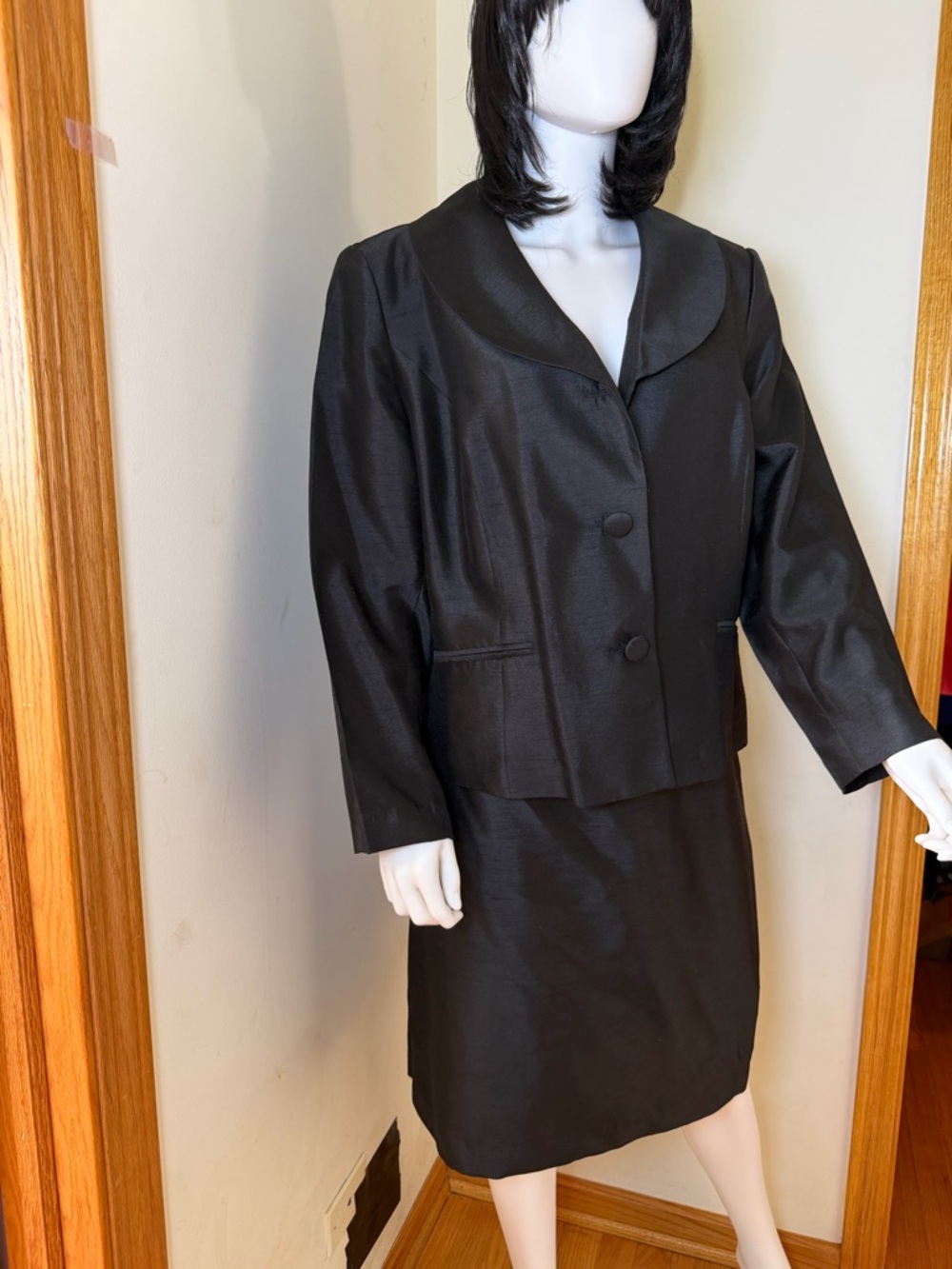 Signature Black Satin-Look Skirt Set